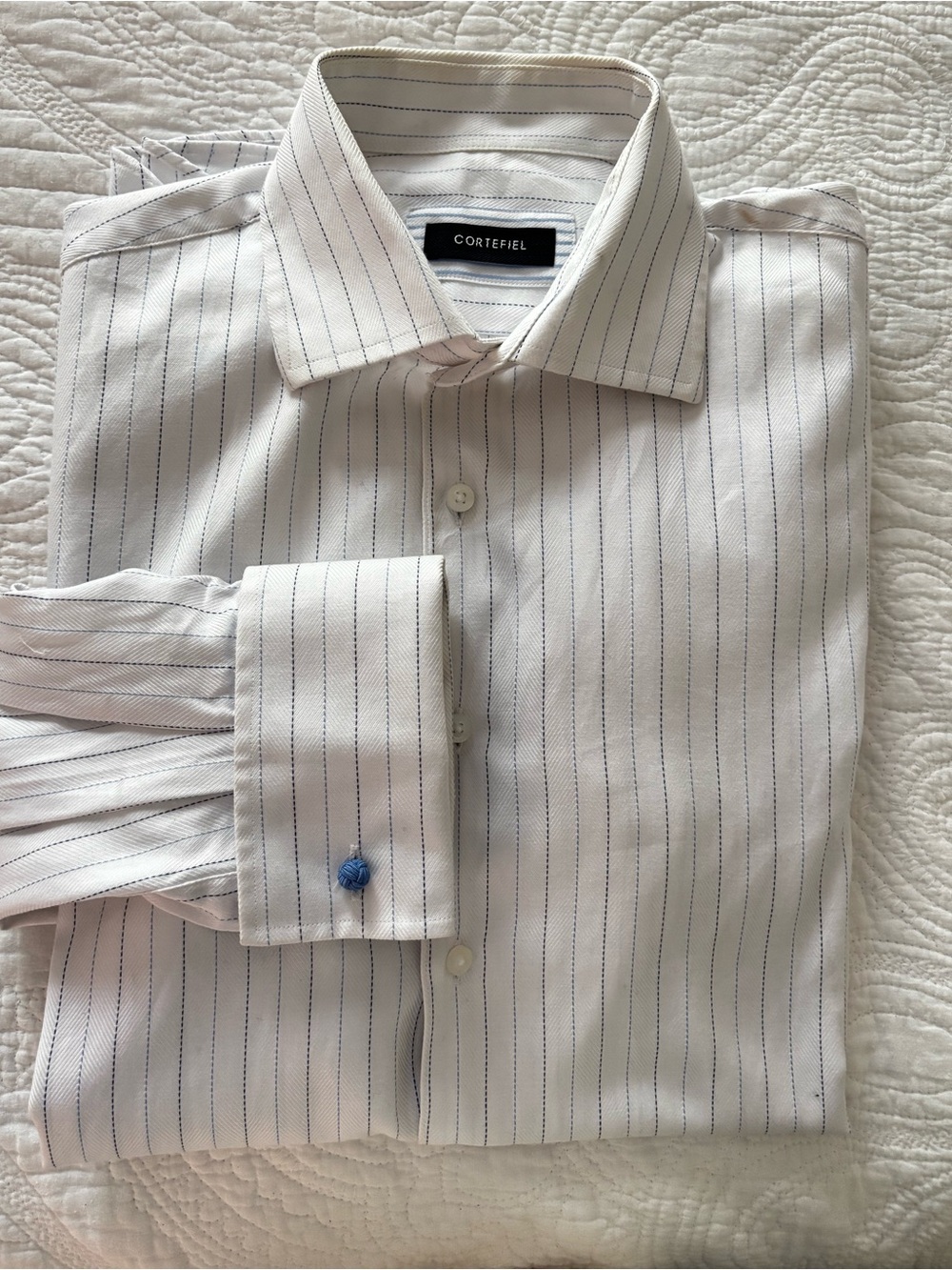 Men's white  Pinstripe Dress Shirt large size